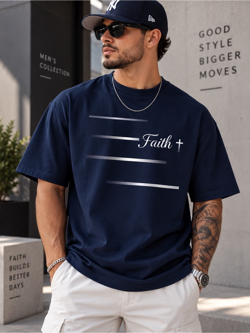 Men's Navy Faith Graphic T-Shirt